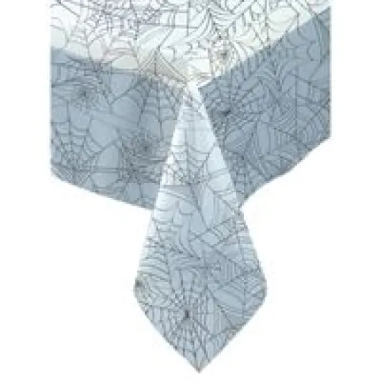Clear Spider Web Rectangular Plastic Table Cover 54" x 108" {1}