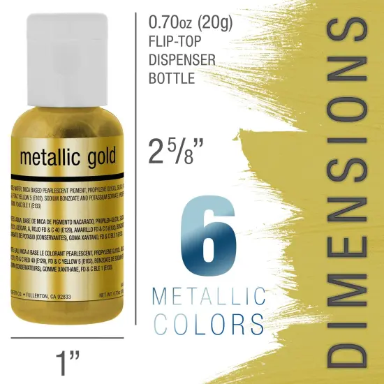 Chefmaster 6-Color 19ml Metallic Airbrush Cake Color Set13407 {2}