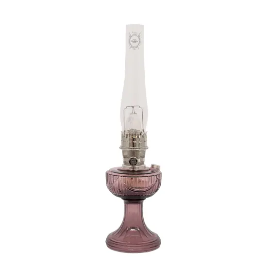 Aladdin Amethyst Lincoln Drape Table Oil Lamp with Rose Shade and Nickel Trim, Classic Vintage Design and Bright Illumination {5}