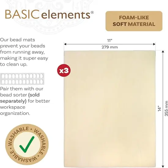 The Beadsmith Beading Mats Set &ndash; Double-Sided Stringing Work Mats, 3-Pack, 11"x14" Each, Washable, Wrinkle-Free, Soft Foam-Like Texture {2}