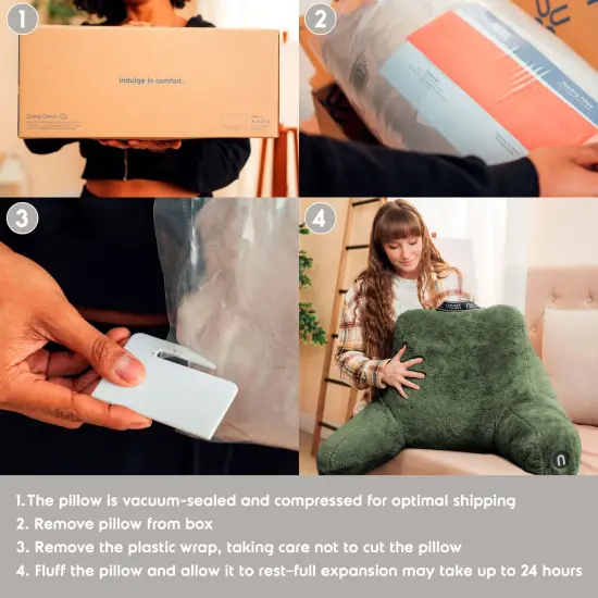 Nestl Fur Reading Pillow with Laptop Lap Desk Olive Green {2}