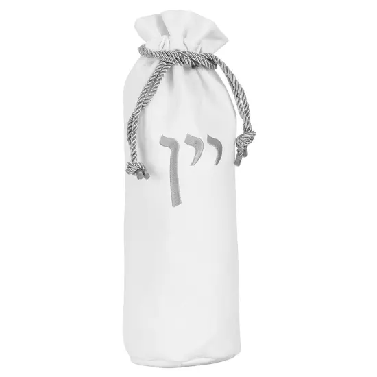 Leatherette Drawstring Pouch for Wine White - Gold {2}
