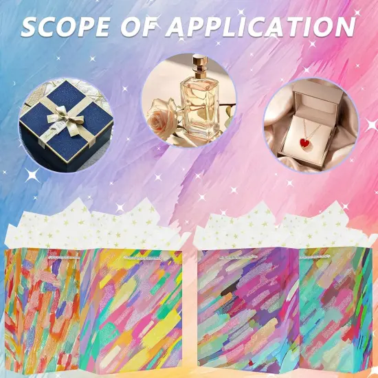 4Pcs 9" Small Size Gift Bag with Handles for Women Men Boy Girls Baby Kids Color Paper Gift Wrap Bags with Tissue Paper for Birthday {4}