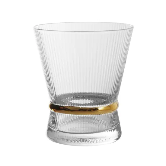 Clear Short Glasses with Band 6pk Grey/Silver {4}