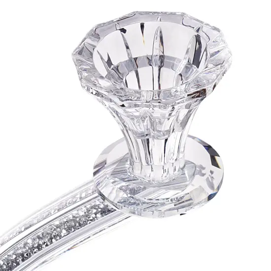 Crystal Candelabra Round Design - 5 Arm with Inner Gemstones Gold {2}