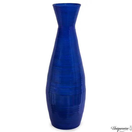 Uniquewise 24" Tapered Cylindrical Tall Bamboo Floor Vase with Flared Trumpet Top Decorative Accent for Dried Flowers Pampas Grass and Branch Arrangements Stylish Home and Office Decor Piece Blue {1}