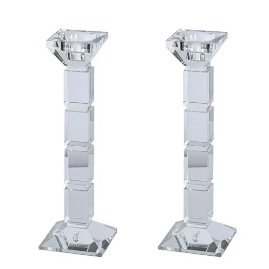 Crystal Candlesticks Square Design Set of Two {2}