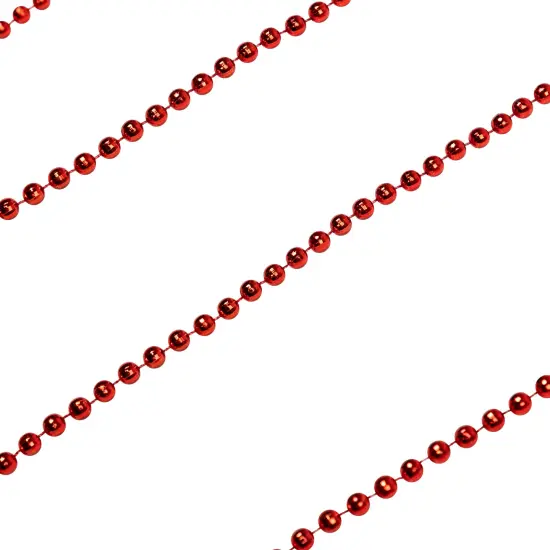 Northlight Shiny Metallic Faceted Beaded Christmas Garland - 15' x .25" - Red {5}
