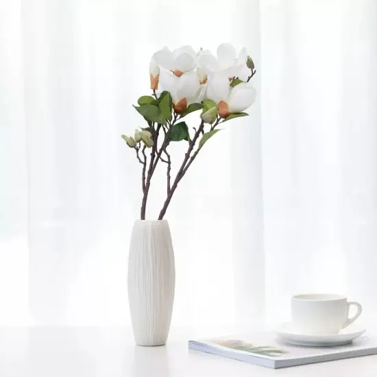 2x Artificial Magnolias Flower Bouquet Fake Plant Bunch Wedding Party Home Decor {4}