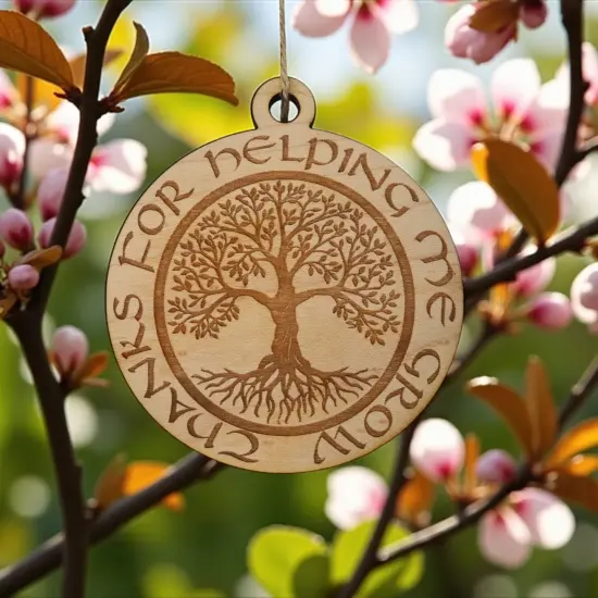 Ornament - Thanks for Helping Me Grow - Raw Wood 3x3in {4}