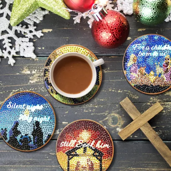 10 Pcs Christianity Christmas Nativity Scene Diamond Art Coasters Kits {2}