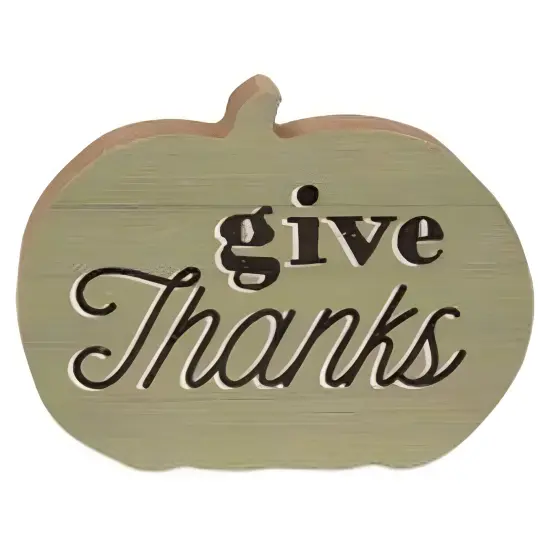 Chunky Wood Pumpkin Sitters with Fall Messages Decor 3 Asstd. {3}