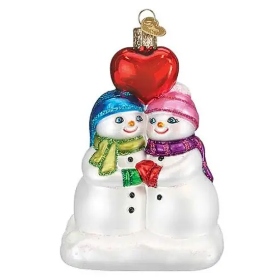 Old World Christmas 4.75 In Snow Couple's 1St Christmas Christmas Tree Ornament , Christmas Decor Love Romance Happy White {1}