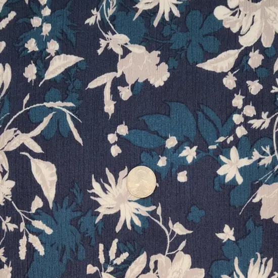 1 Yard Navy Blue Soft Lightweight Rayon Crinkle Fabric for Dresses Skirts Width 50/52" {3}