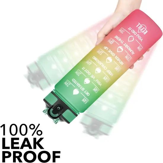 32 Oz Water Bottle with Times to Drink and Straw (Signal Lights) {3}