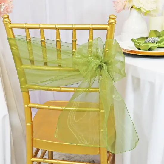 10 Pieces Moss Green Organza Chair Sashes 8"x108" Elegant Wedding & Event Decor {2}