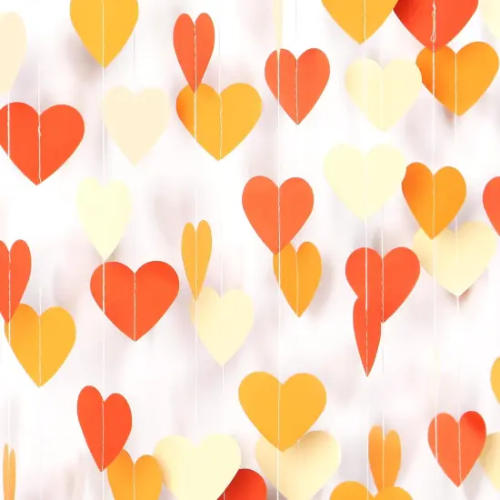 52Ft Fall Autumn-Light-Yellow Orange Party-Decorations Heart Garland-Streamers {1}