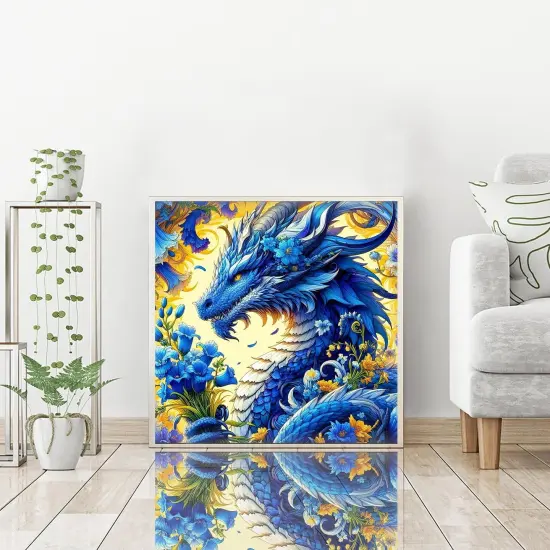 5D Dragon & Flower Diamond Painting Kit &ndash; Round Full Drill (14x14") {4}