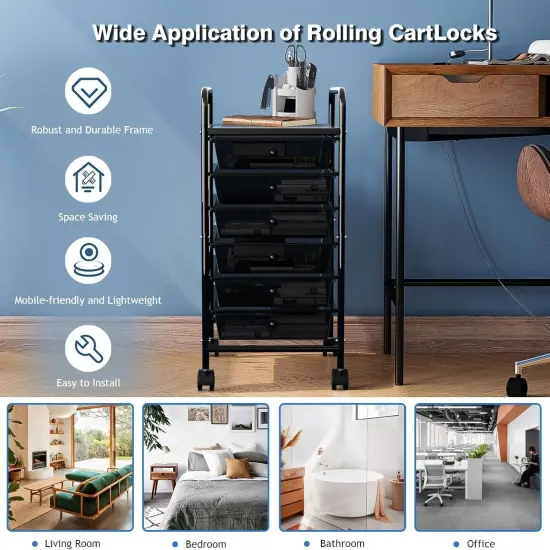 Metal 6 Tier Rolling Cart with 6 Drawers {3}