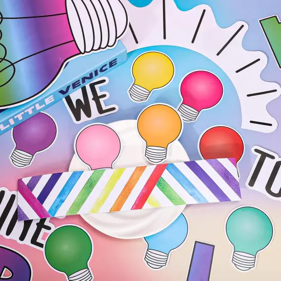 64Pcs Colorful Light Bulb Back to School Decor {3}