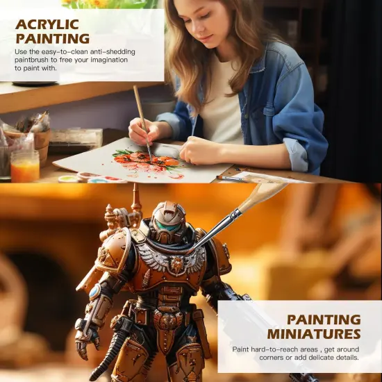 Golden Maple Miniature Paint Brushes, 15PC Model Brushes Micro Detail Paint Brush Set, Fine Detailing for Acrylics, Oils, Watercolors & Paint by Number, Figurine (Wood Color) {3}