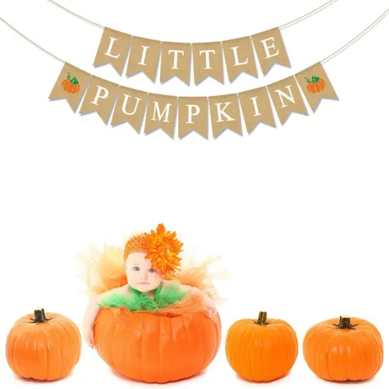 Jute Burlap Little Pumpkin Banner Fall Baby Shower Gender Reveal {2}