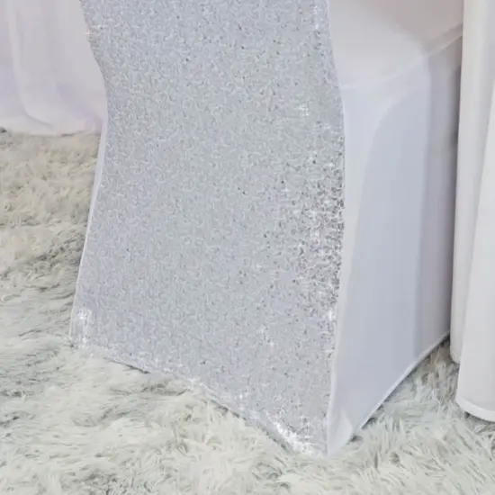 Sequin Spandex Banquet Chair Cover Platinum Or Light Silver Stretch Elegant Decor {2}