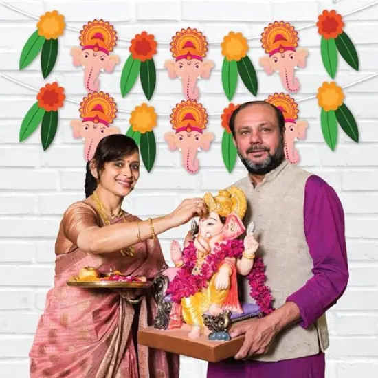 Ganesh Chathurti Banners Indian Festival Ganpati Bappa Morya Bunting Diy Home Temple Indoor Outdoor Decoration Bollywood Party Supplies Ganesha Puja Decor Ideas {1}
