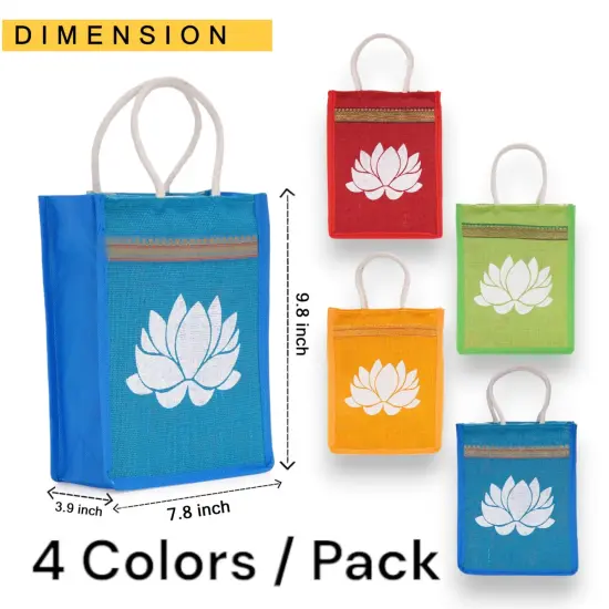 4ct Jute Bag Indian Wedding Favor Puja Return Gifts Burlap Gift Bags Eco-friendly Tote Bag Pooja Favors {6}