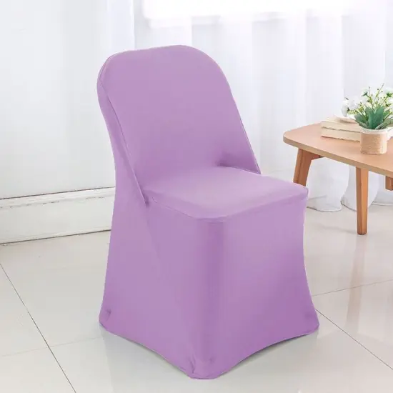 Lilac Stretch Folding Chair Cover for Elegant Event Decor {1}