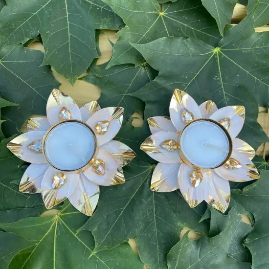 Lotus Tealight Candle Holder Festival of Light Decorative T-light Holder for Diwali Christmas Hanukkah Thanksgiving Gift Floral Candle Holder for Centerpiece Dining Table Home Decor {6}