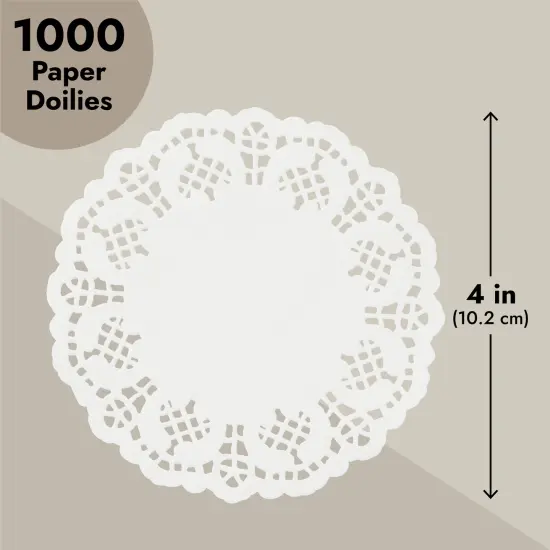 1000 Pack White 4 Inch Paper Lace Doilies for Desserts, Weddings, Baby Showers, Table Decor {4}