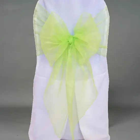10 Pieces Apple Green Angle End Organza Chair Ties, 12"x116" Party Accessories {3}