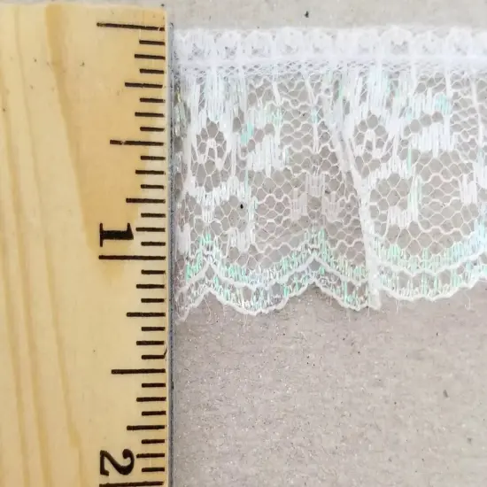 1" Ruffled Gathered Lace Trimming - 12 Continuous Yards! - Color Options! Black {4}