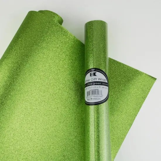 Best Creation Glitter Gift Wrap, 30 x 36-Inch Olive Green 2 ROLLS {1}