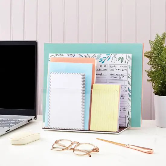 Clear Acrylic File Organizer with 2 Slots, Office Desk Paper, Mail, and Letter Sorter (9 x 5 x 7 In) {2}