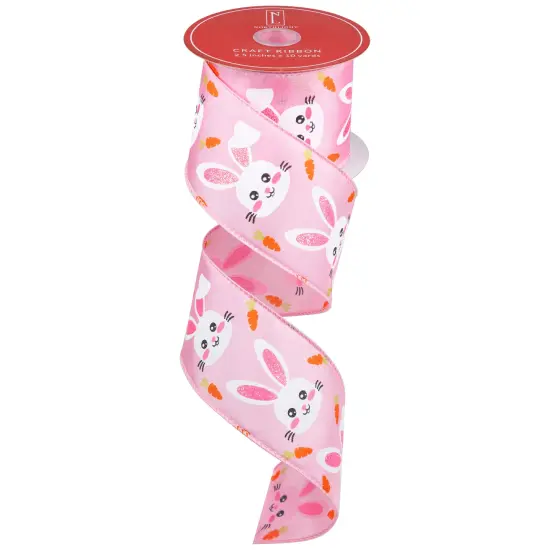 Northlight Easter Bunny Wired Spring Craft Ribbon - 2.5" x 10 Yards - Pink {3}