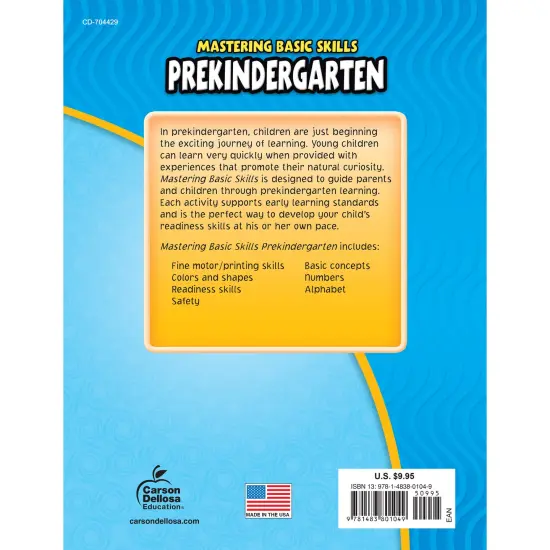 Carson Dellosa Mastering Basic Skills Prekindergarten Preschool Workbook, Alphabet, Phonics, and Math Toddler Learning Activities for Kids Ages 4-5, Pre Kindergarten Classroom or Homeschool Curriculum {2}
