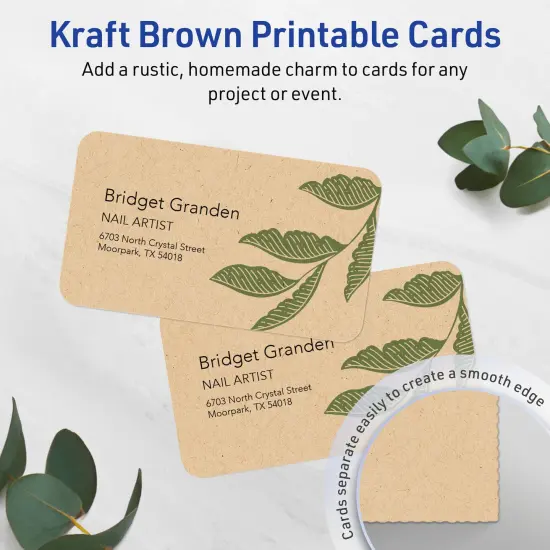 2" x 3-1/2" Rectangle Rounded Corners, Kraft Brown Business Cards {2}