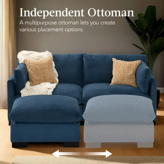 Best Choice Products 82in Modular Sectional Pillowtop Sofa w/ Ottoman & Storage Stone Blue {4}