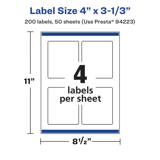 Avery Glossy Clear Rectangle Labels with Sure Feed, 4" x 3-1/3" {5}
