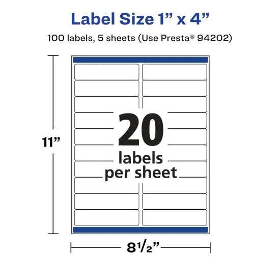 Avery Glossy Clear Rectangle Labels with Sure Feed, 1" x 4" {5}