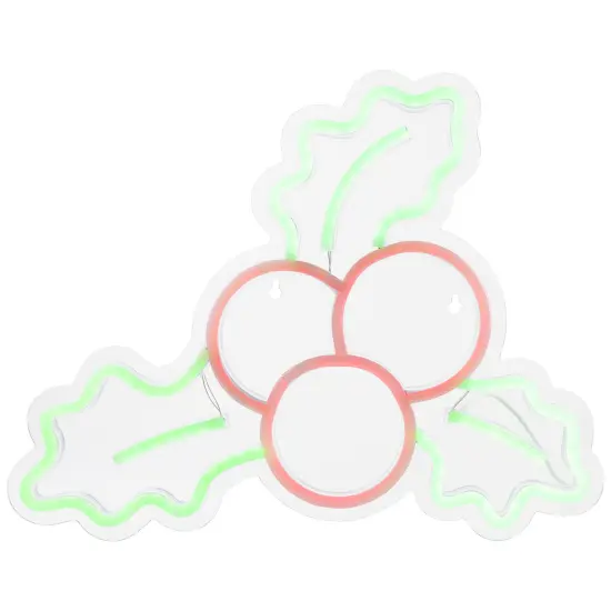 Northlight LED Holly Berries Neon Lighted Christmas Wall or Window Decoration - 12" Green {3}