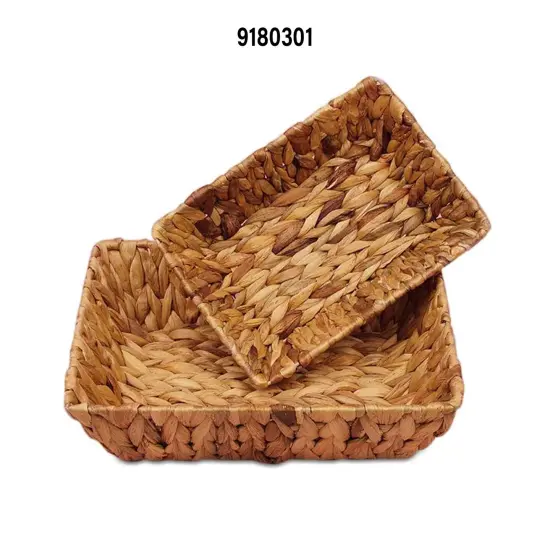 Natural Rush Rectangular Basket Trays 9 '' x 6 3/8 '' {2}