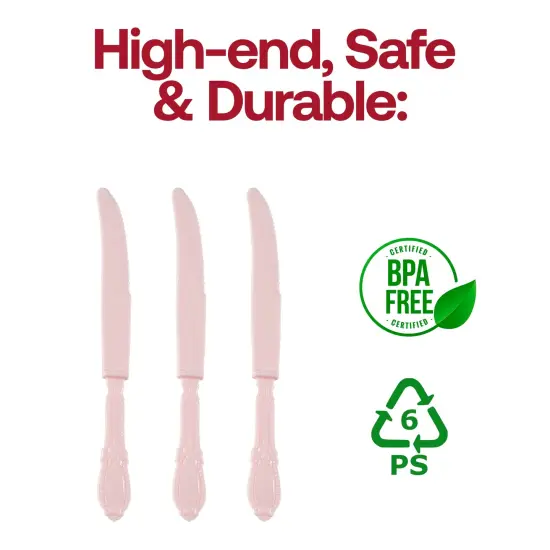 Pink Baroque Disposable Plastic Dinner Knives (480 Knives) {4}