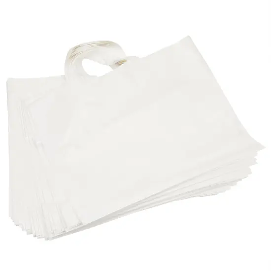 White Plastic Shopping Bags for Small Business with Handles (12 x 16 In, 60 Pack) {1}