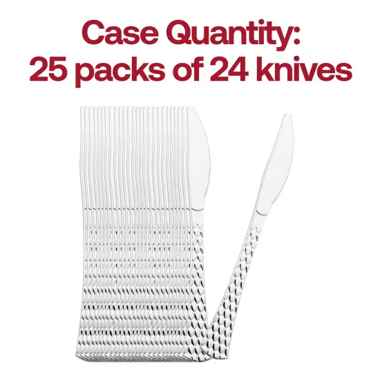 Shiny Silver Glamour Cutlery Disposable Plastic Knives (600 Knives) {5}