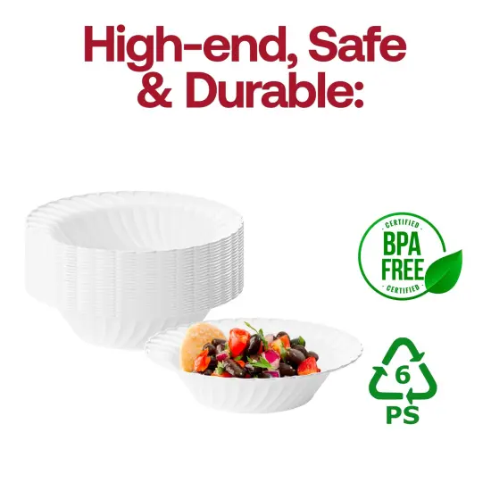 White Flair Plastic Soup Bowls - 12 oz. (180 Bowls) {4}