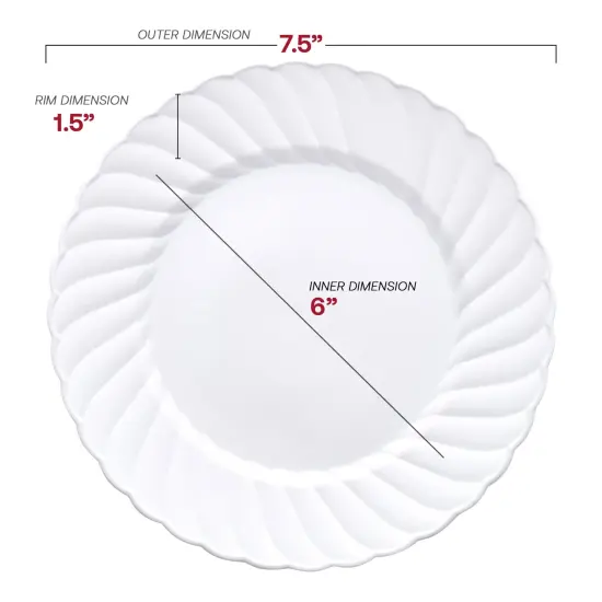 White Flair Plastic Appetizer/Salad Plates - 7.5" (180 Plates) {3}