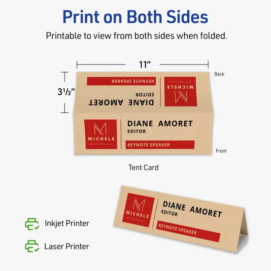 Avery Kraft Brown Tent Cards, 3-1/2" x 11" Rectangle {6}